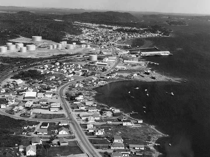 Storage tanks and harbour front at Lewis Porte