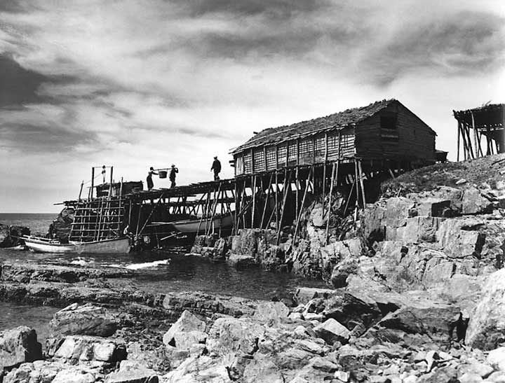 A fishing wharf on a rocky outcropping