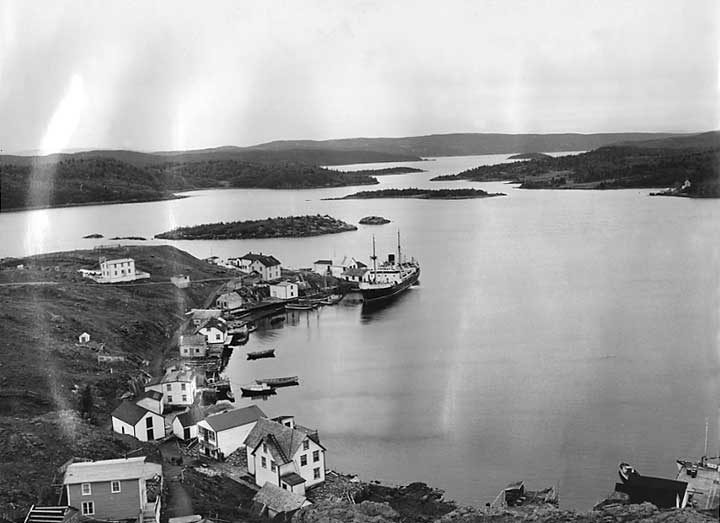 A steamship docking in Notre Dame Bay