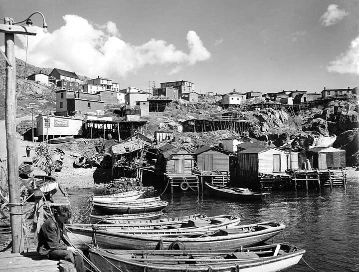 Boats and boat houses along the harbour