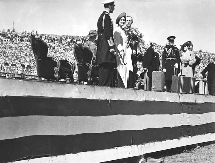 Their Majesties King George VI and Queen Elizabeth at the Halifax Citadel during their 1939 Royal Tour of Canada