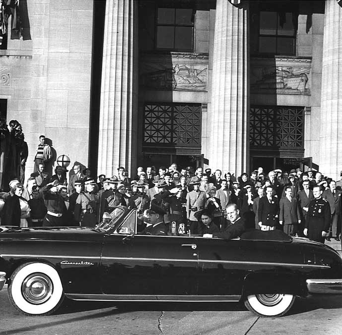 Princess Elizabeth and the Duke of Edinburgh in Kingson during their 1951 coast-to-coast Royal Tour of Canada