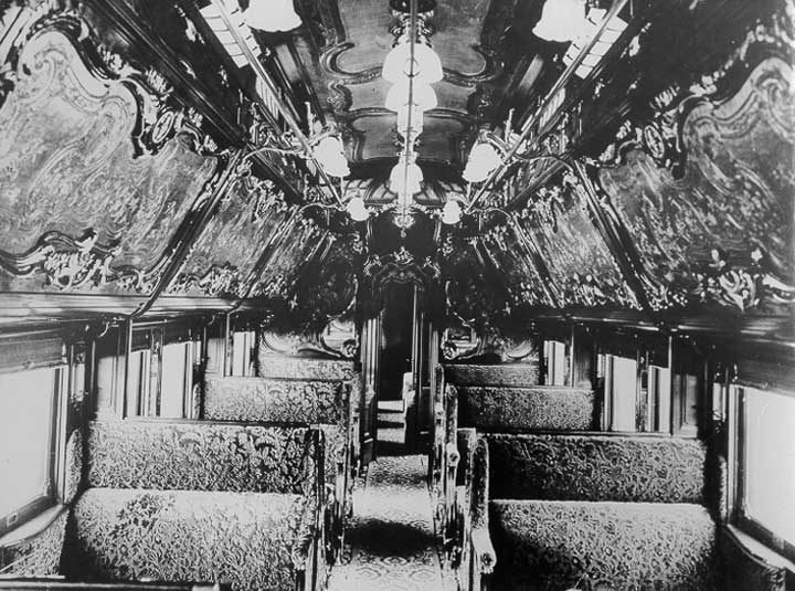 The interior of a pre-Confederation Grand Trunk Railway sleeping car