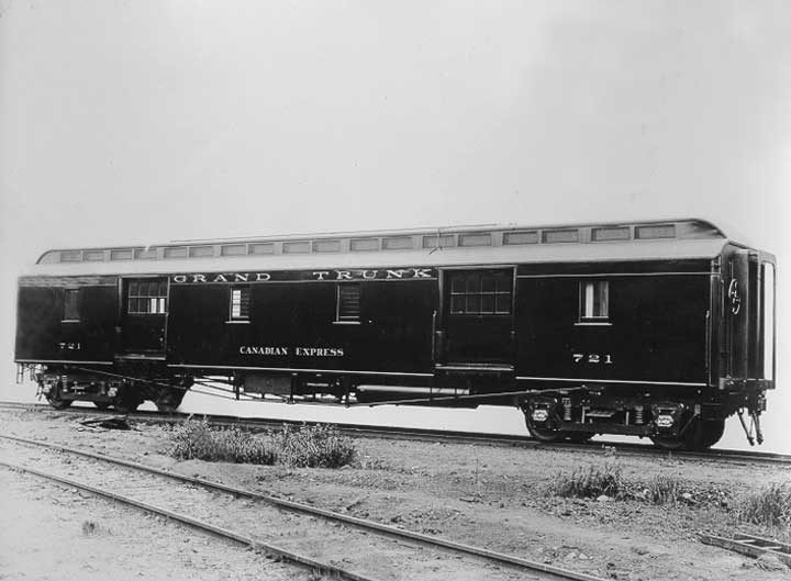 Grand Trunk Railway baggage and express car no. 721