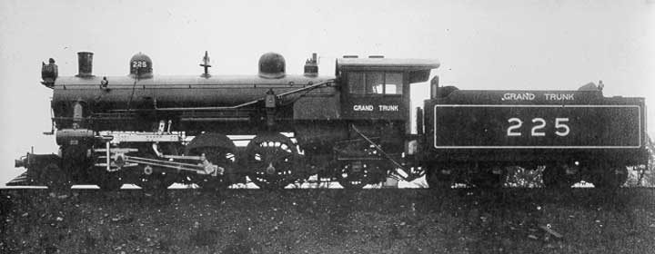 Grand Trunk Railway steam locomotive no. 225; side view