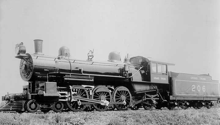 Grand Trunk Railway steam locomotive no. 206, side view