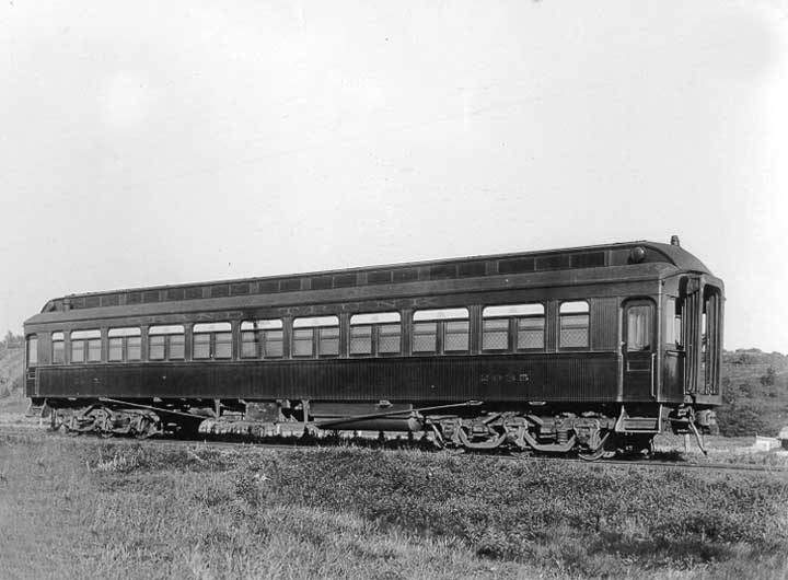 A wooden first class Grand Trunk Railway passenger car
