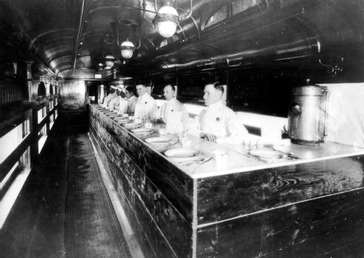 Lunch counter car in war service train