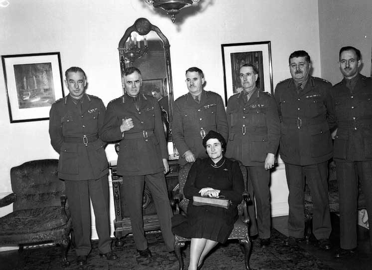 Lt. Gen. McNaughton and other officer at the Nova Scotian Hotel.