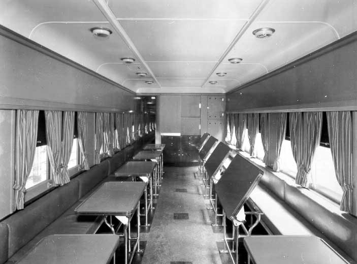 Interior of a passenger dining car