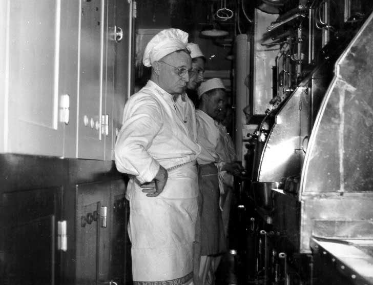 Cooking in the kitchen of the dining car
