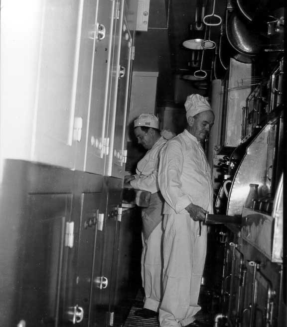 Cooking in the kitchen of the dining car