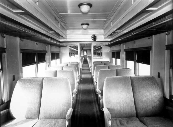 Interior of Pullman car converted to day coach 5334