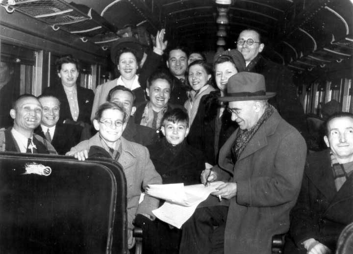 Refugees from Barcelona, Spain arrive at Bonaventure Station via Philadelphia