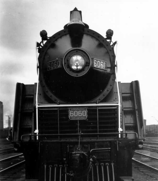 Head on view of steam locomotive no. 6060