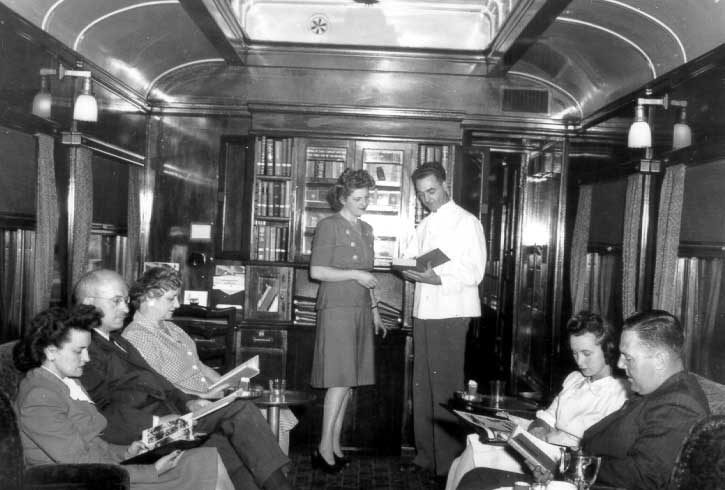 Interior of the library car