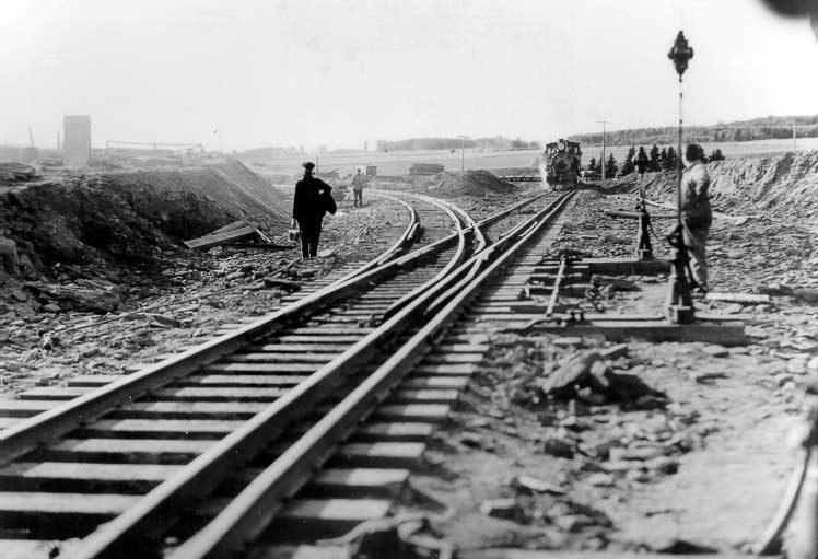 Locomotive approaching Emerald Junction, 
P.E.I.