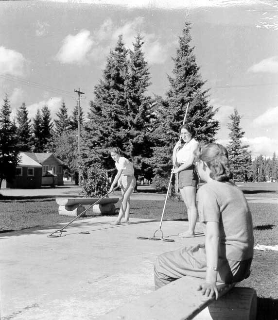 Playing shufflebaord in Prince Albert National Park