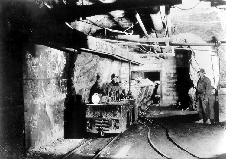 Mining cars filled with ore, Hollinger Gold Mine