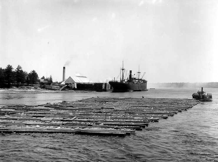 Lumber raft, Newcastle, New Brunswick
