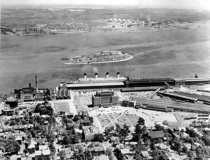 Aerial view of Nova Scotian Hotel and harbour