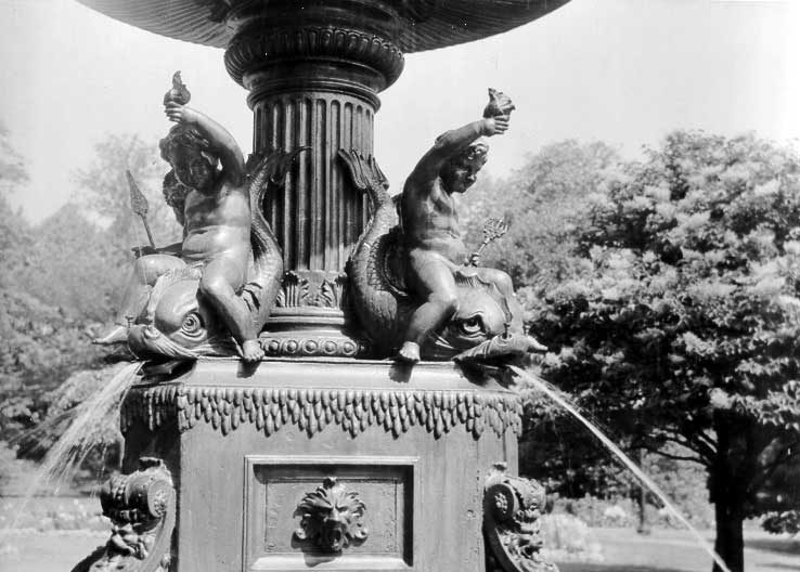 Close up of Victoria monument in Halifax public gardens
