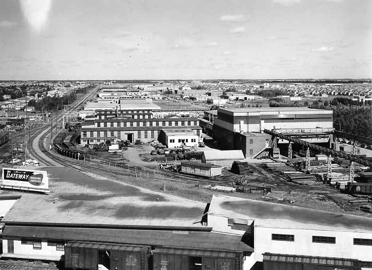 Industrial area of Edmonton, looking north from the main line