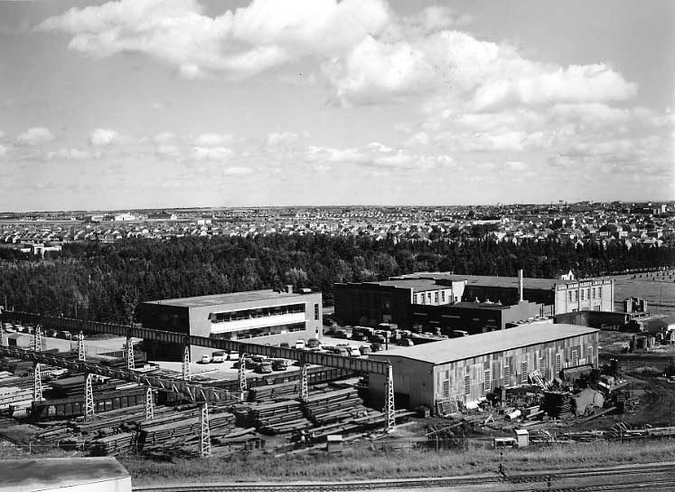 Industrial area of Edmonton, looking northeast from CNR mainline