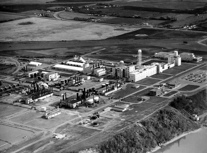 Aerial view of chemical plant, Edmonton