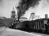 Train loaded with coal leaving a Glace Bay mine