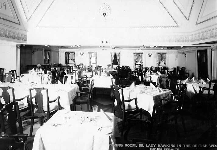 Dining room of the S.S. Lady Hawkins