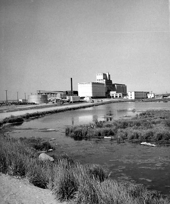 View of Churchill grain elevator and oil plant