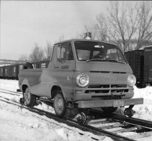 Central Vermont Railway Dodge light truck adapted to run on rails for maintenance work
