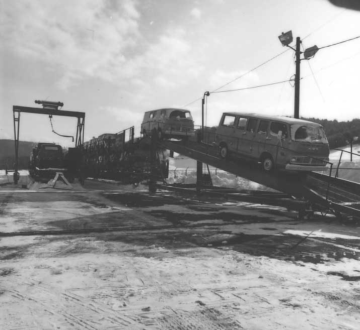 Central Vermont railway new car and truck unloading facility