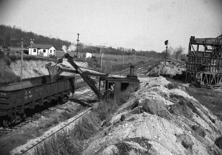 Hurricane damage affecting the Central Vermont Railway docks at New London, Connecticut - track repairs