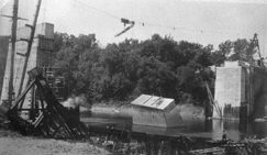 Winooski Bridge No. 2 of the Central Vermont Railway damaged by flooding