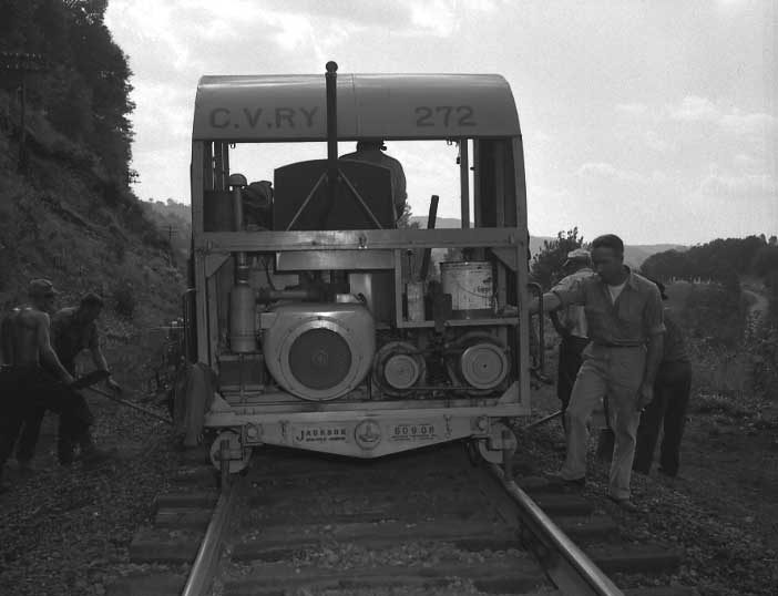 Relaying track on the Central Vermont Railway - ballast tamper 272