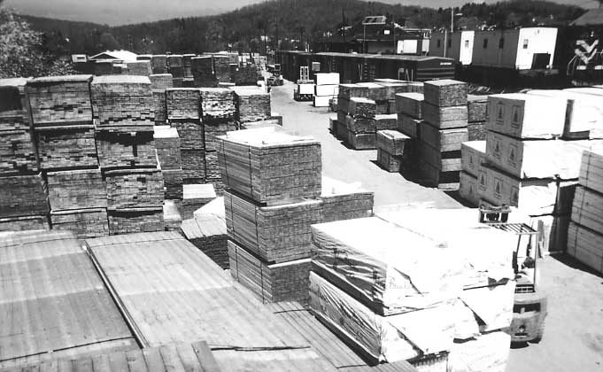 Lumber distribution yard on the Central Vermont Railway.