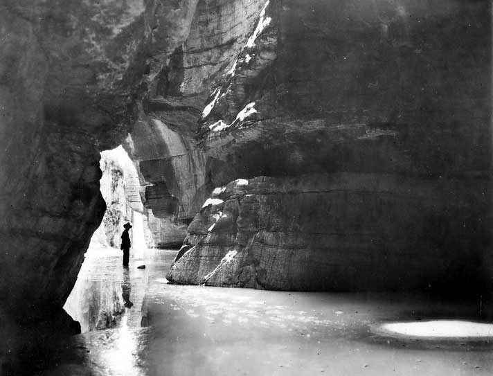 Standing at the foot of Maligne Canyon