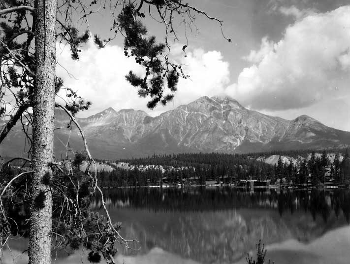 View of Pyramid Mountain and Jasper Park Lodge