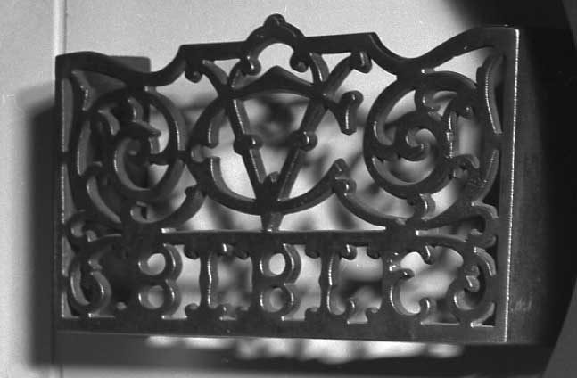 Bible rack of the Central Vermont Railway used to hold a Bible from which the conductor could read a chapter to passengers as required by law to permit operation of trains on Sunday in New England.