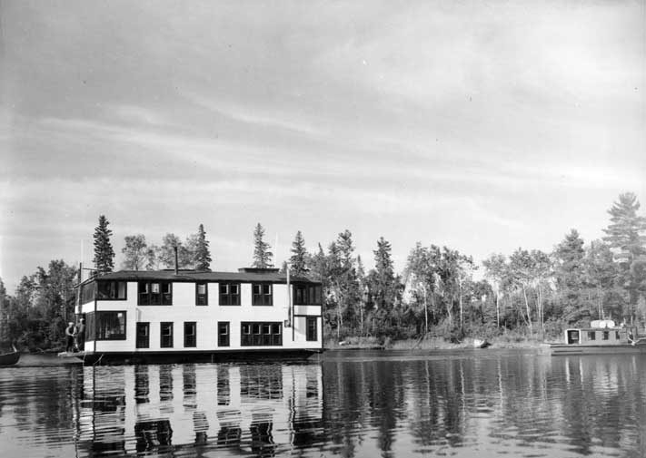 A houseboat south of Kenora, Lake of the Woods