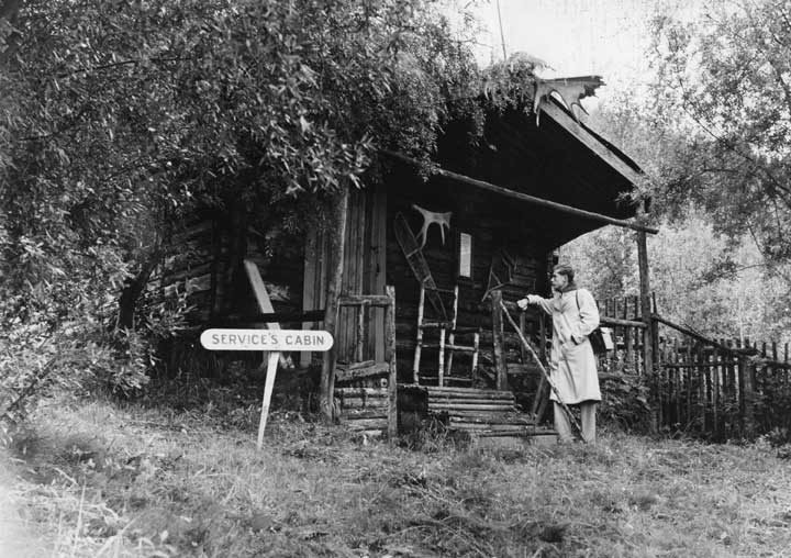 Exterior view of Robert Service’s cabin, Dawson