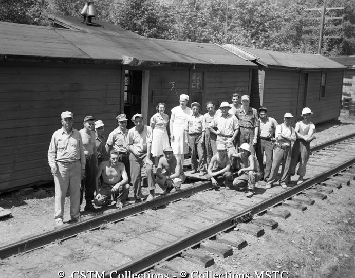 Construction staff on the CNR, and their lodging, alongside the main line near Boston Bar, B.C.