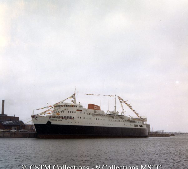 Ferry MV Ambrose Shea decorated for its official launching