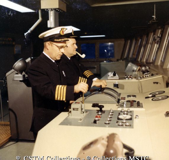 Captain and first mate at the controls of the MV Frederick Carter