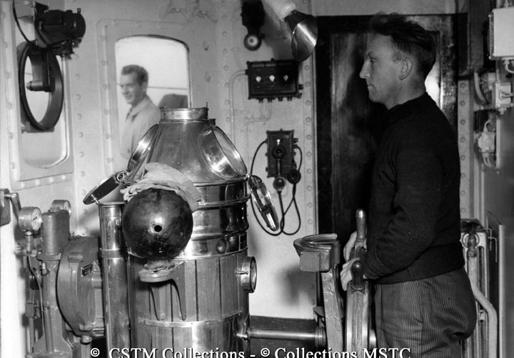 Baxter Mills at the wheel of the S.S. Springdale