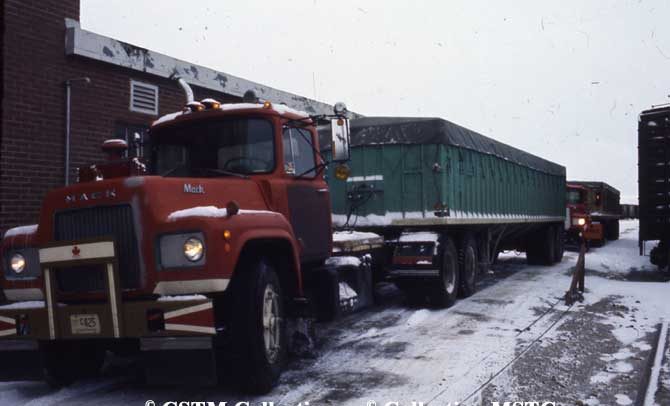 A modern grain truck:  Mack tractor with a semi-trailer