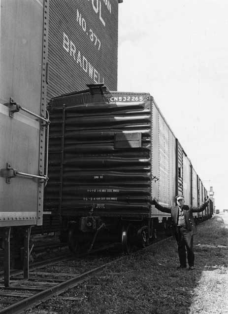 Picking up loaded box cars