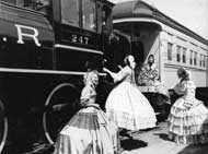 Costumed employees of the Canadian National Railway Museum Train